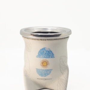 Mate vidrio con goma eva y cuerina impresa ARAI